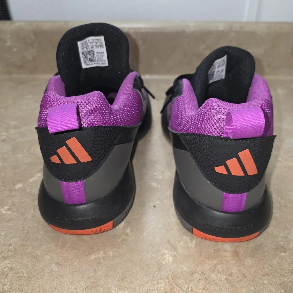 Adidas Shoes Men 6 Women 7 Black Purple Orange Basketball Sneakers Cushioned